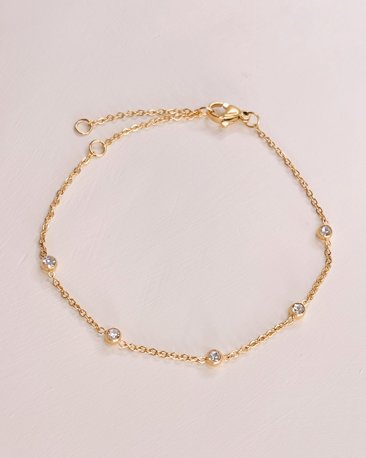 Ivory Zircon Beaded Gold Bracelet