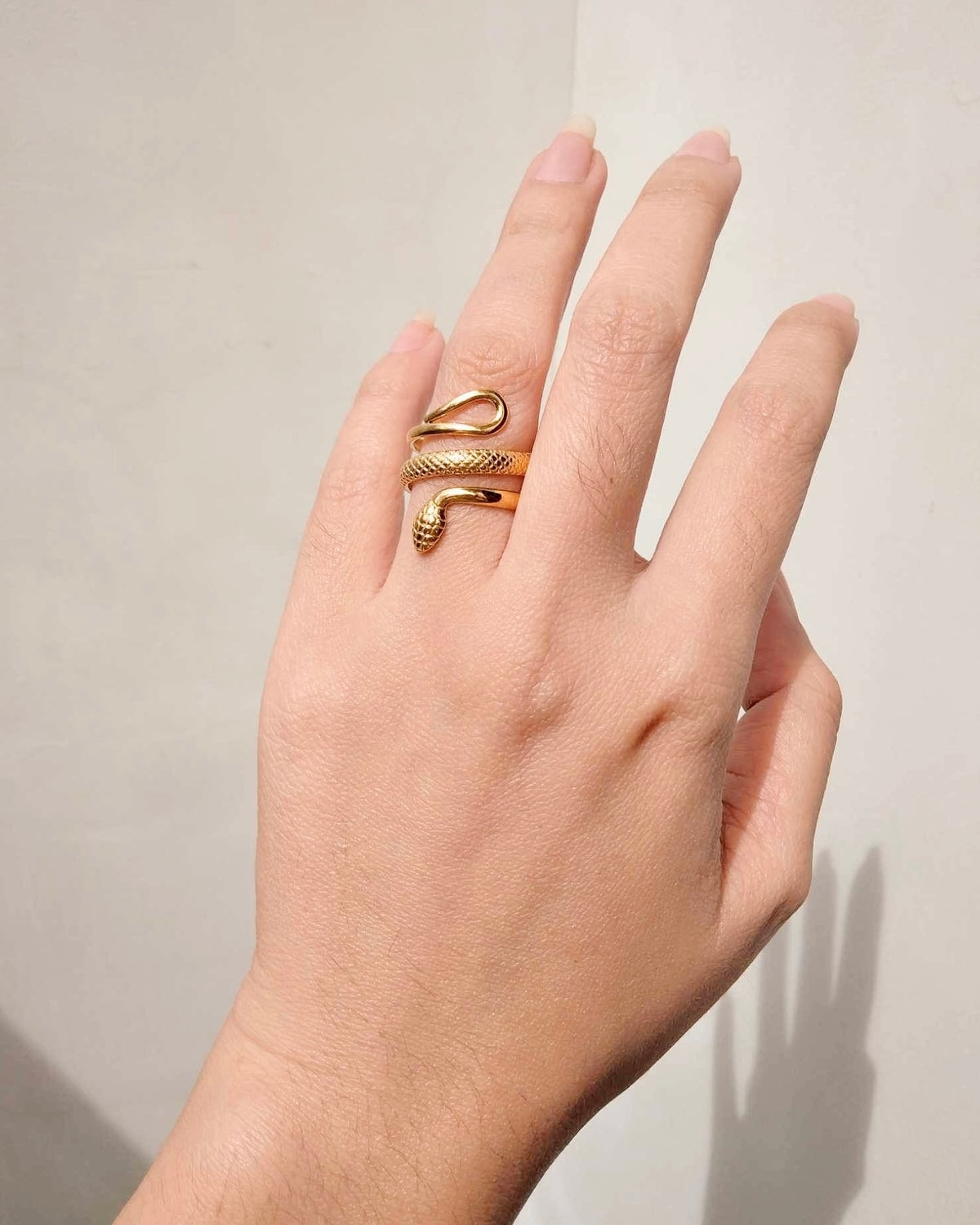 Claire Carved Snake Skin Coiled Design Open Gold Ring