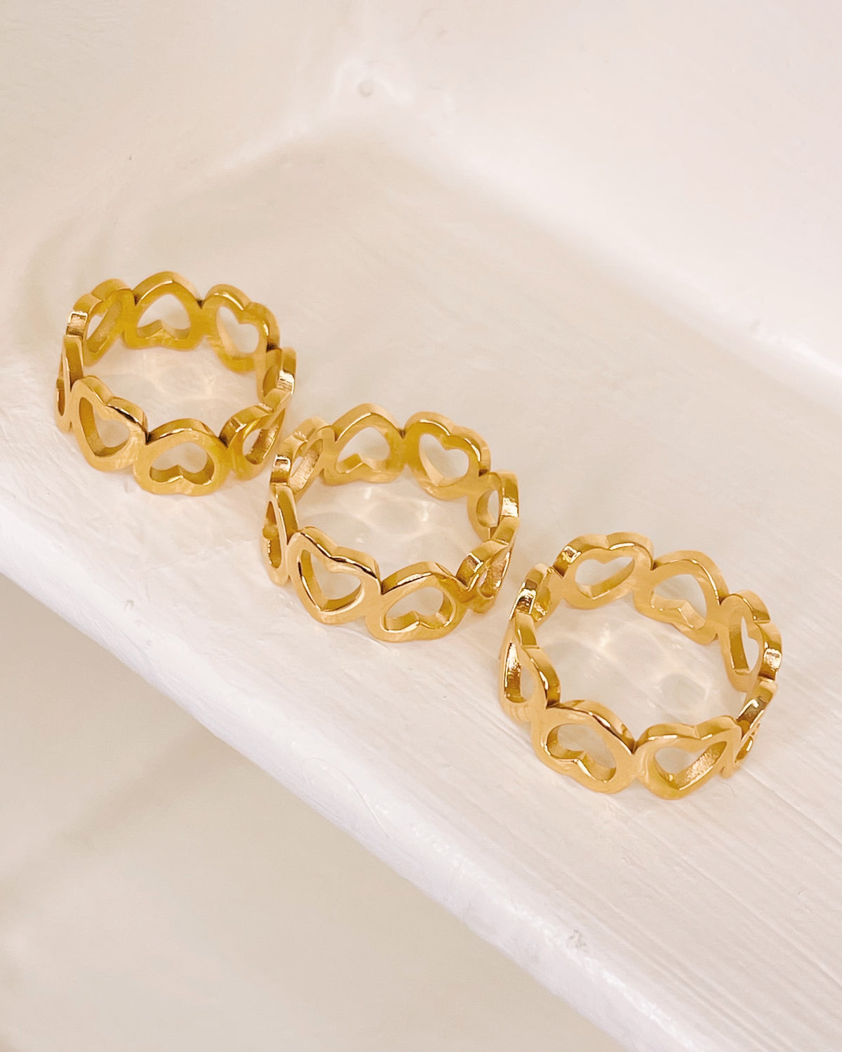 Jennifer Linked Hearts Design Gold Ring