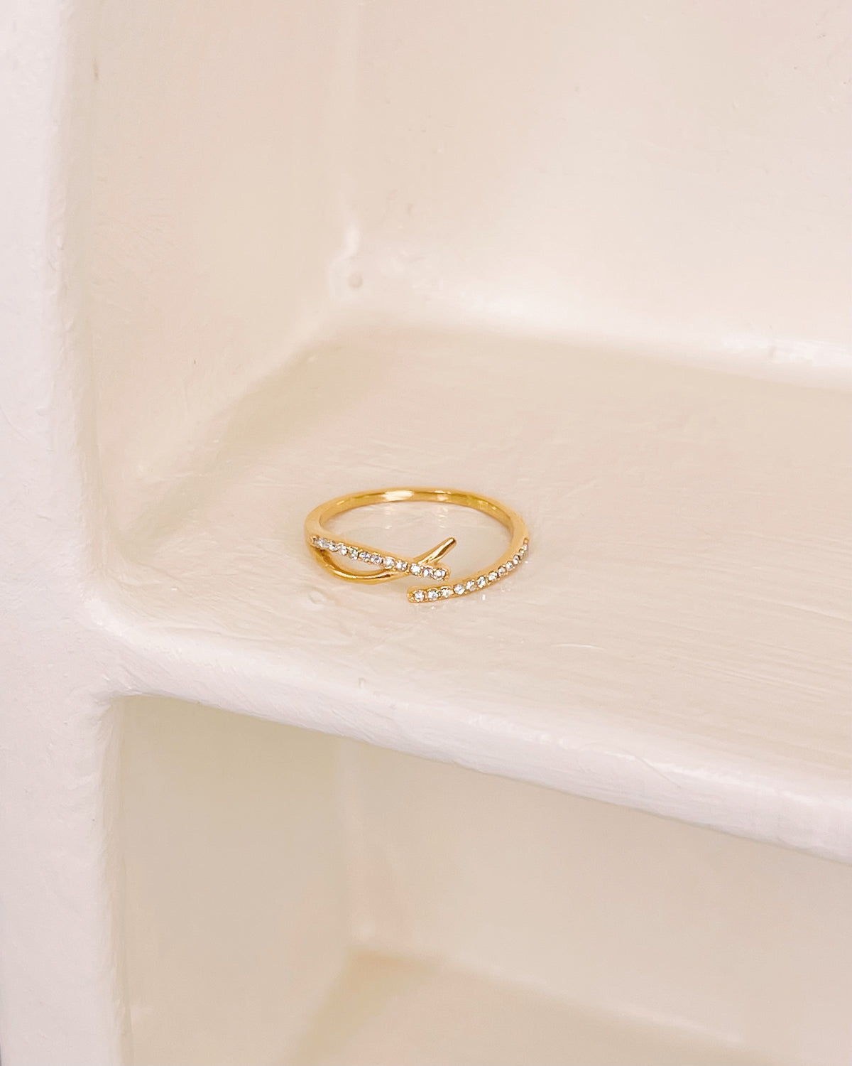 Jordan Zircon Paved Intertwined Adjustable Gold Ring