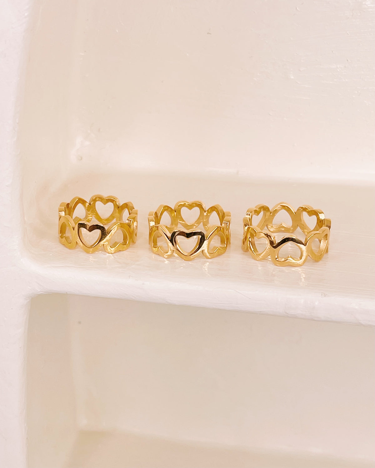 Jennifer Linked Hearts Design Gold Ring