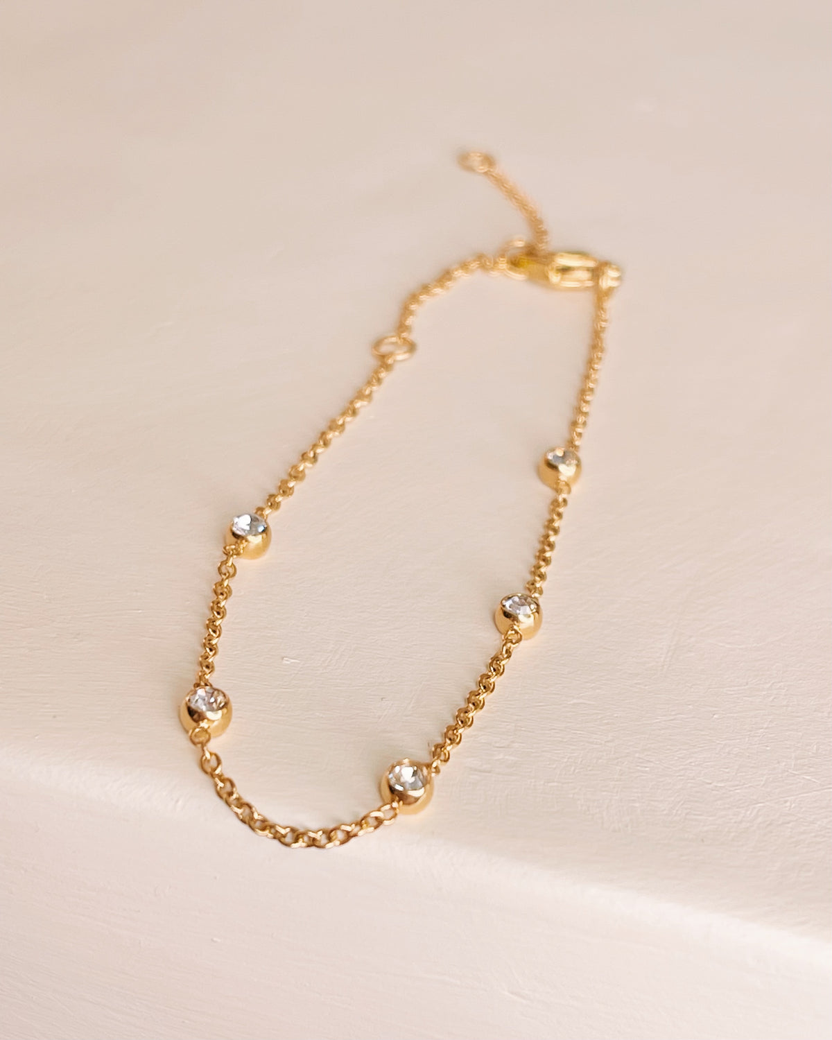 Ivory Zircon Beaded Gold Bracelet