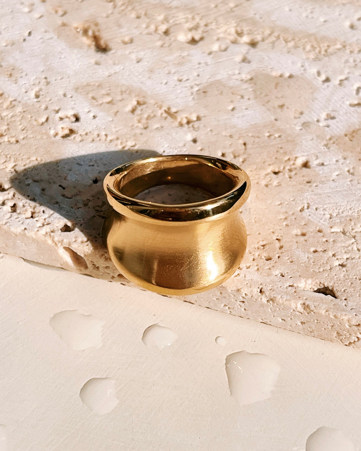 Bridget Chunky Smooth Concave Curvature Design Gold Ring