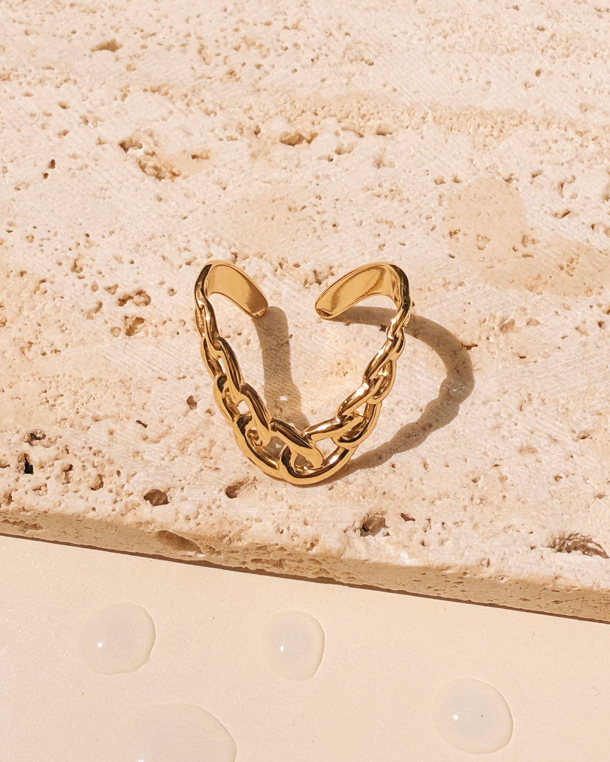 Michelle Solid Chain V-Shaped Design Gold Open Ring