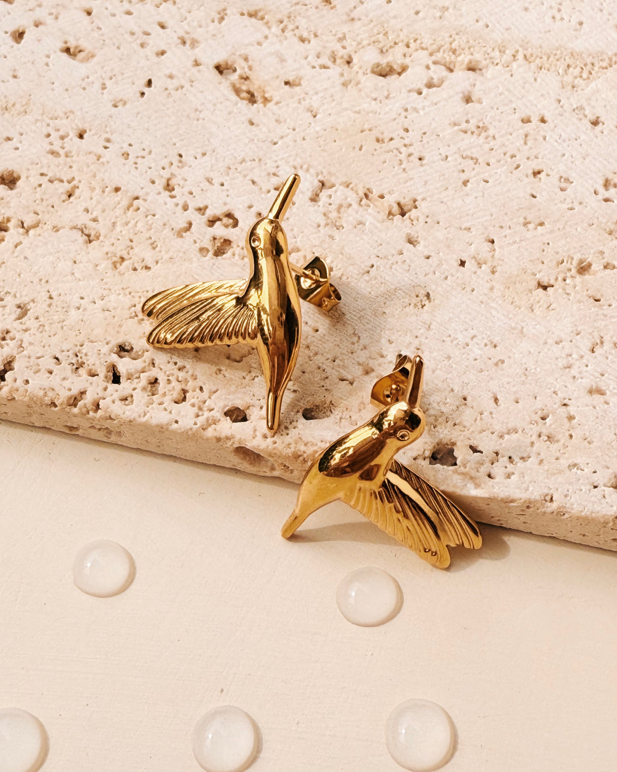 Joelle Flying Dove Shaped Gold Stud Earrings