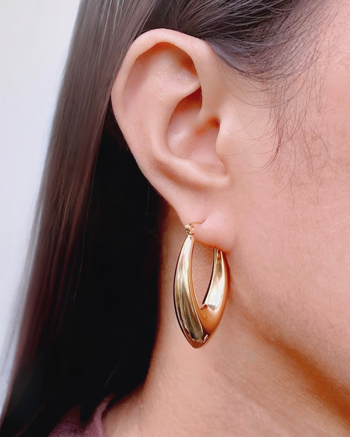 Katie (Gold) Pointed Teardrop Design Chunky Hoops