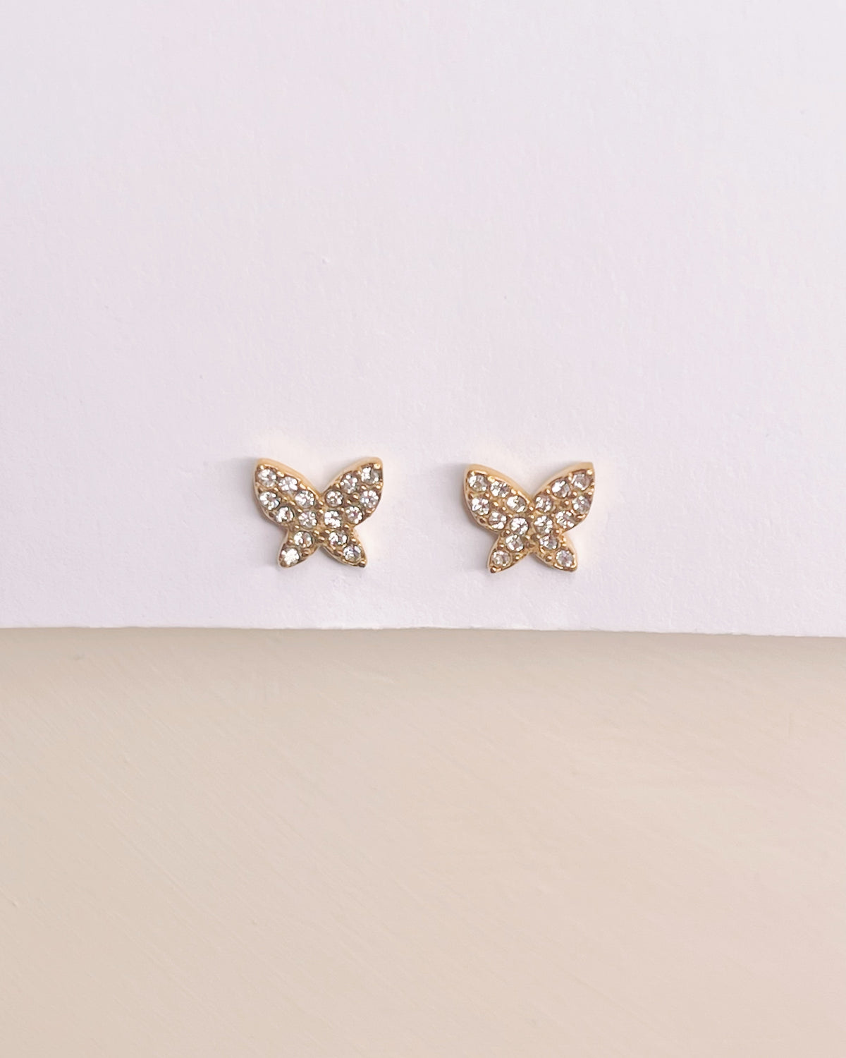 Sarah Butterfly Shaped Zircon Paved Gold Studs