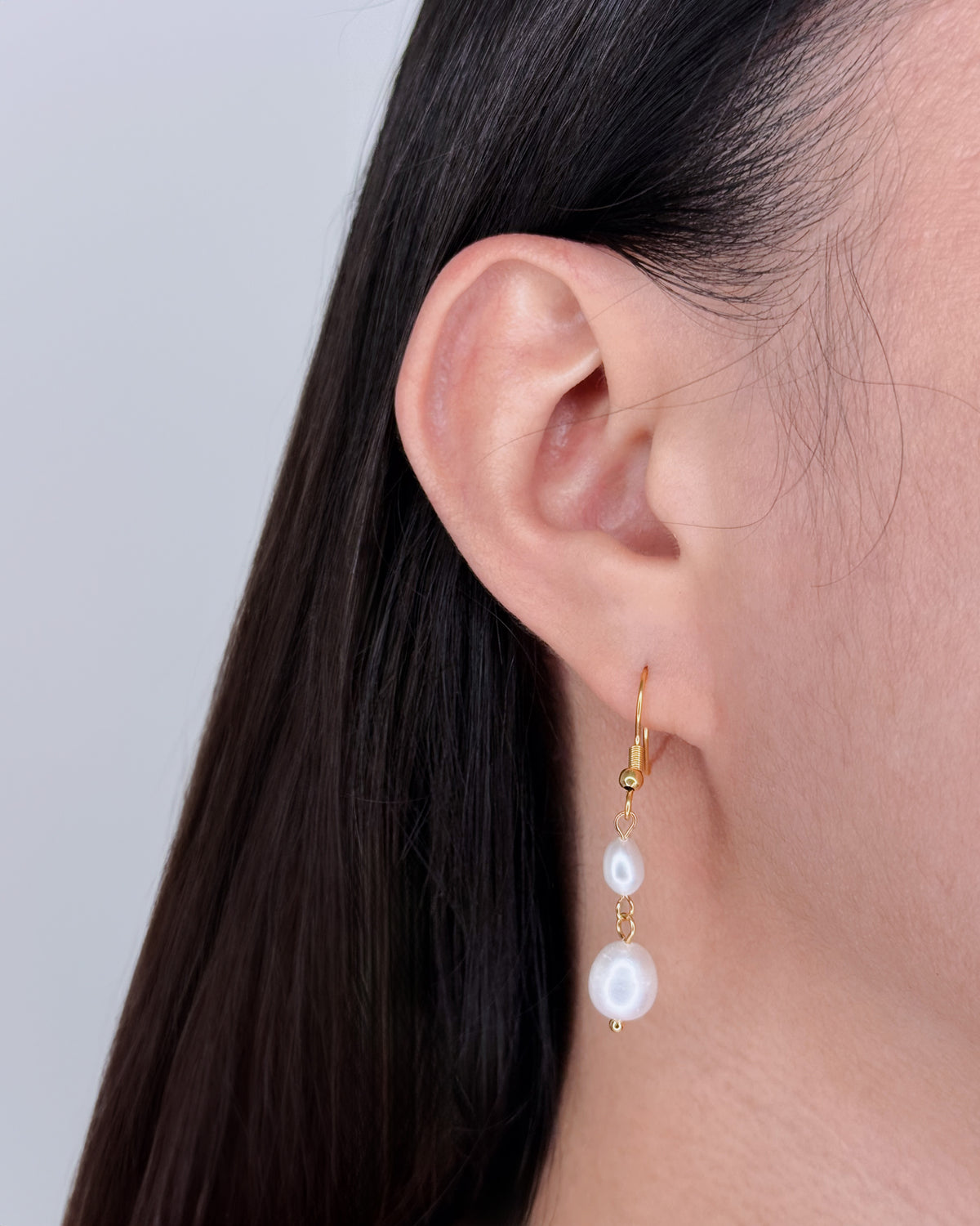 Angie Double Pearl Drop Tassel Design Drop Earrings