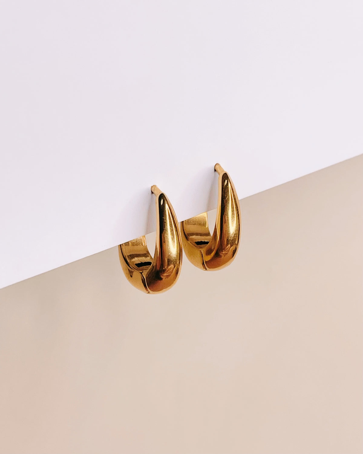 Blaire Teardrop Shaped Thick Gold Hoops