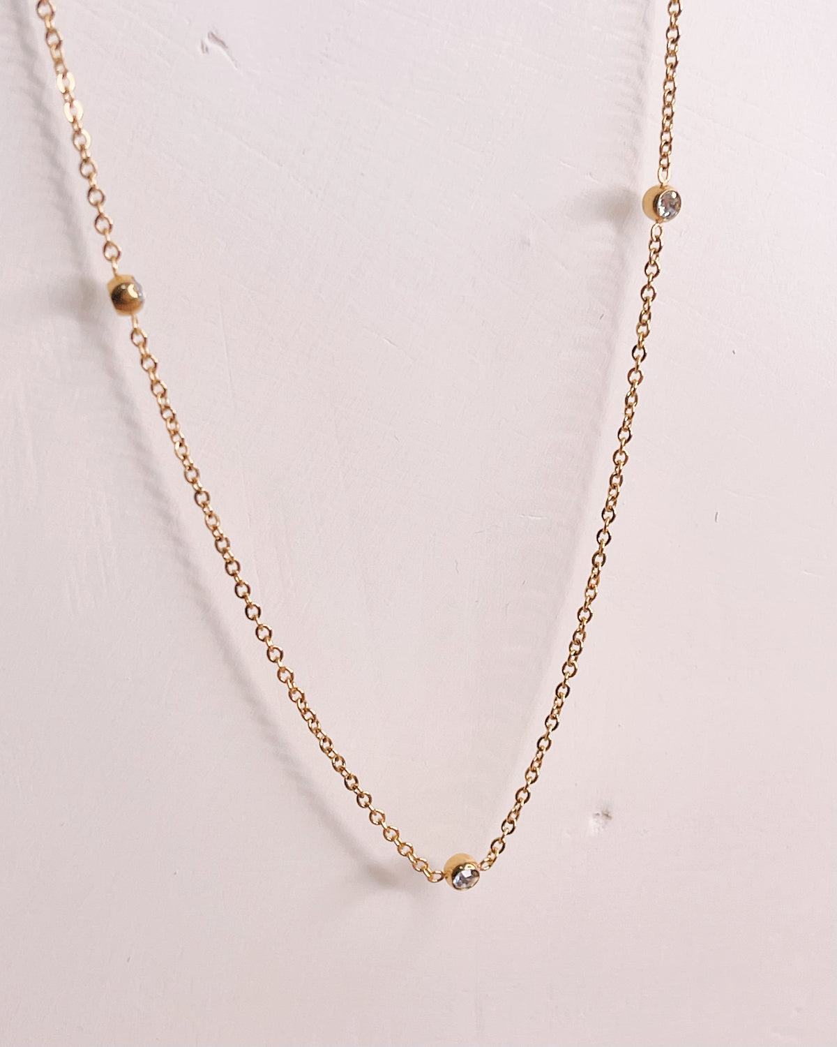Cecelia Zircon Beaded Gold Necklace
