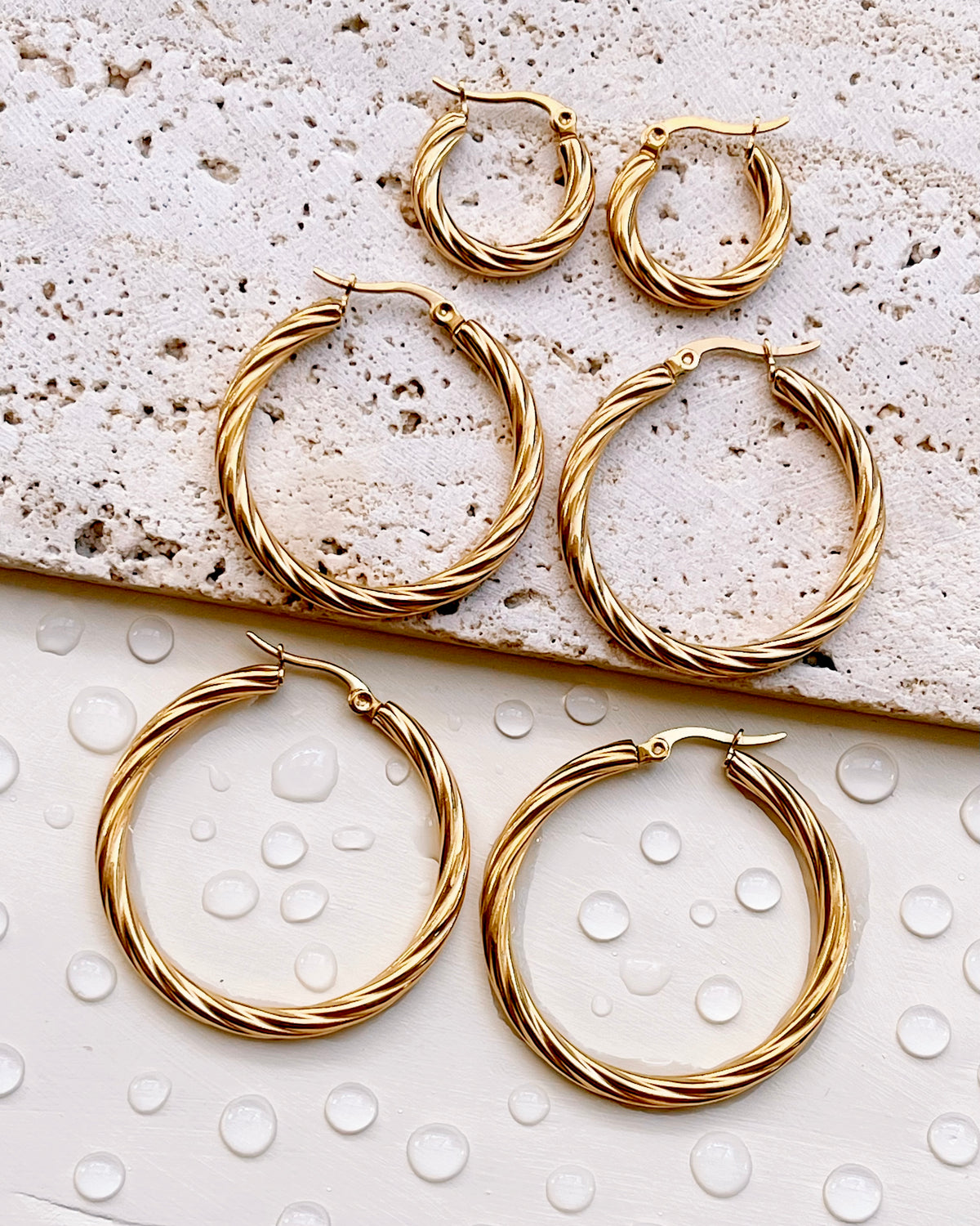 Vivien Classic Twisted Gold Hoops