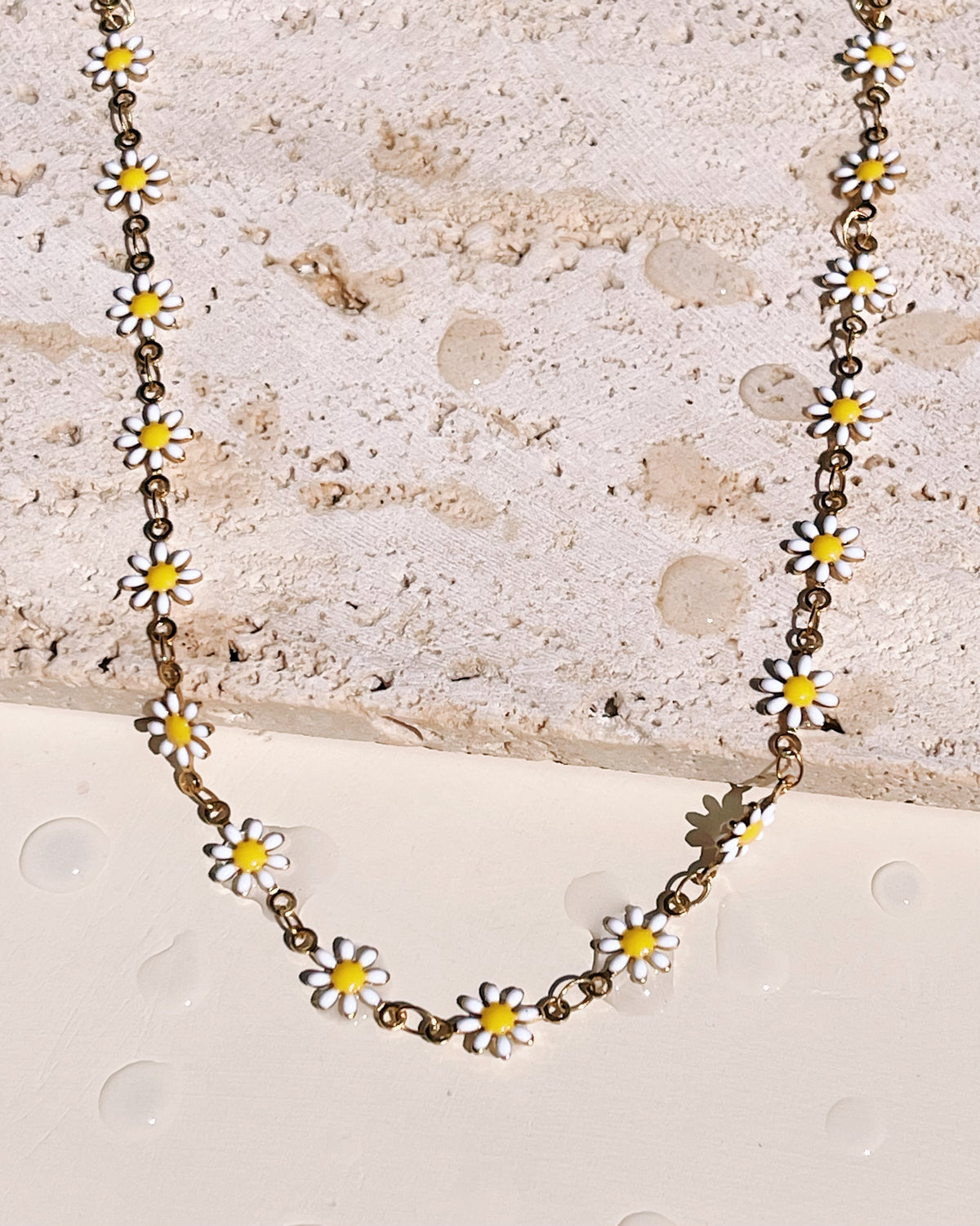 Addison White Daisy Link Chain Gold Choker (Chain Only) Necklace