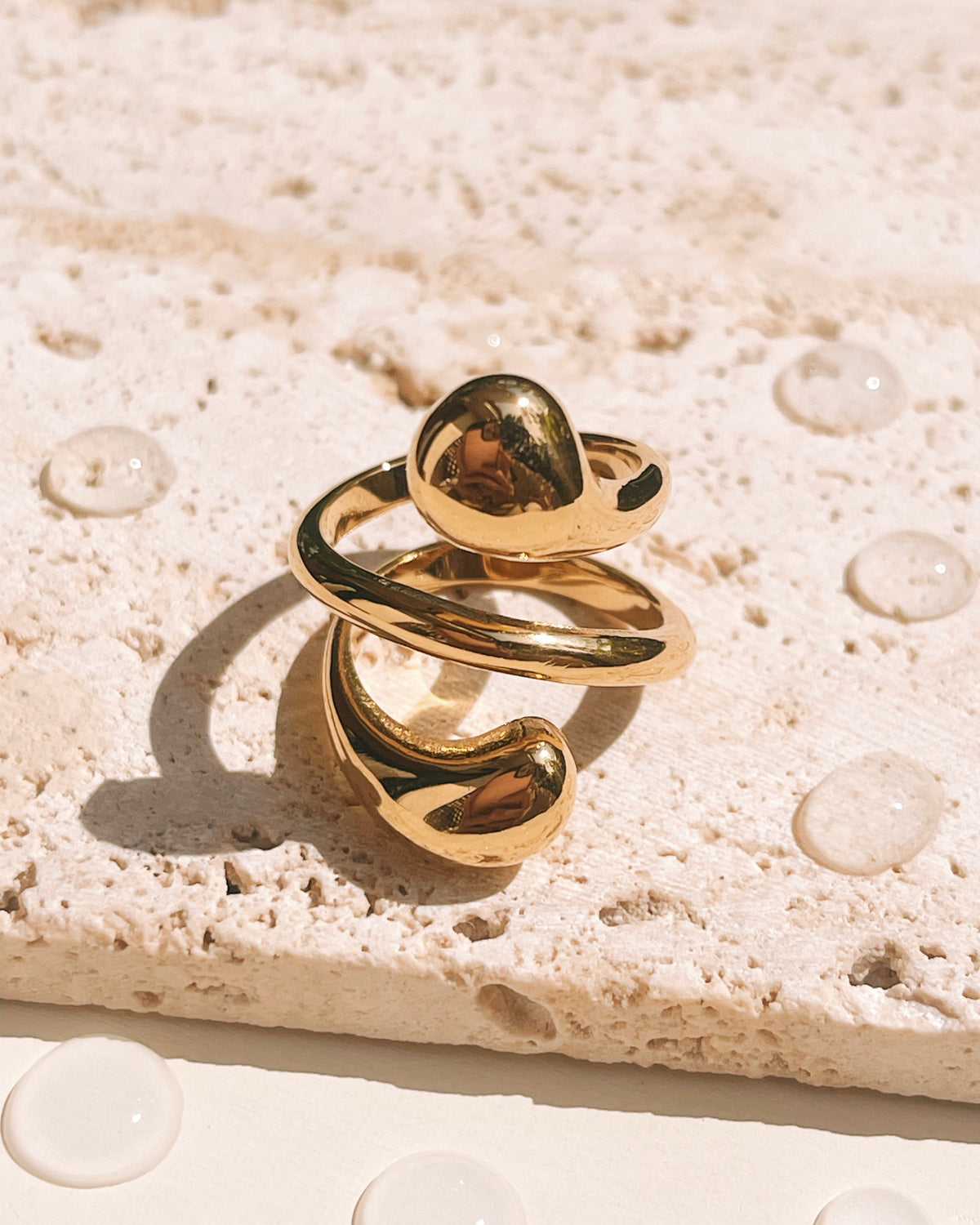 Autumn Abstract Snake Design Layered Look Open Gold Ring