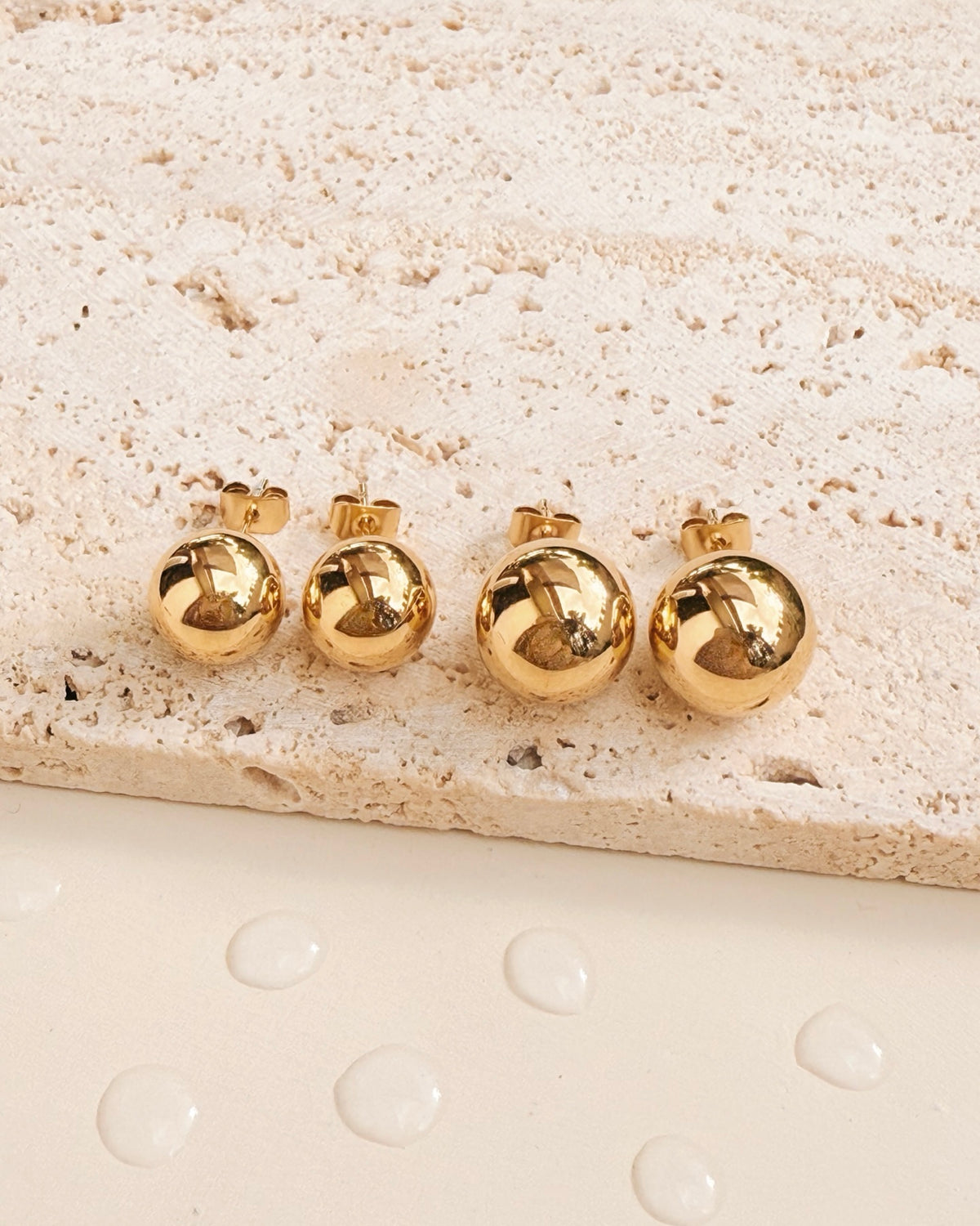 Gracy Chunky Round Ball Gold Stud Earrings