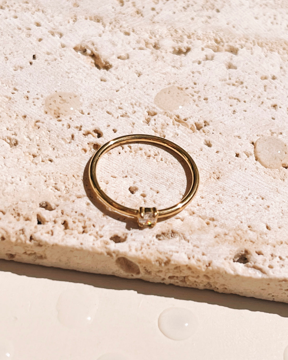 Jessica Crowned Zircon Minimalist Gold Ring