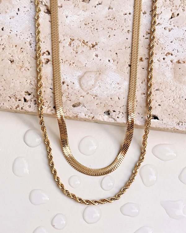 Leah Double Box Snake Chain Gold (Chain Only) Necklace - Fibi & Co.