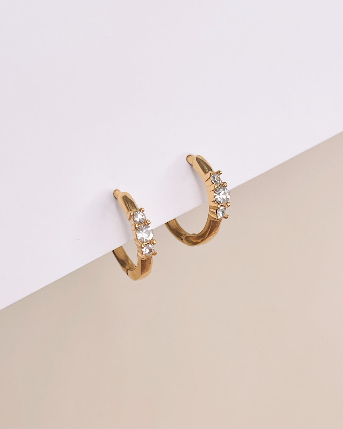 Leona Zircon Crown Design Gold Huggies