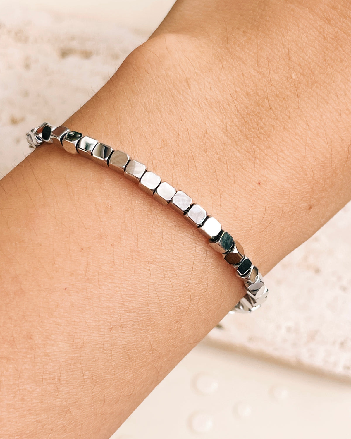 Bernice (Silver) Faceted Box Beaded Bracelet