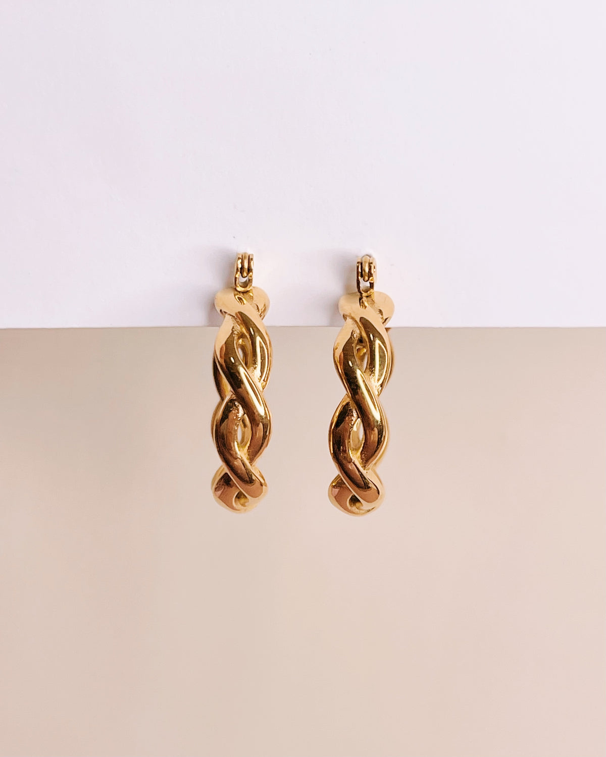 Rhea Round Twisted Gold Hoops