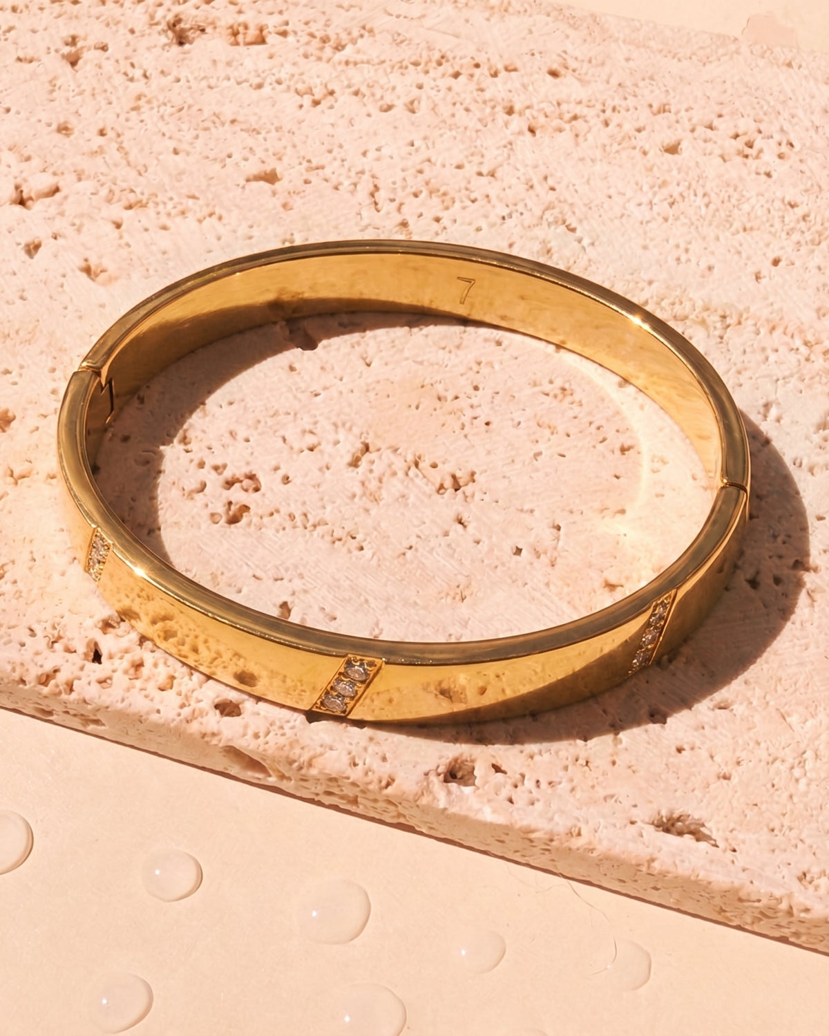 Eirwen Zircon Paved Slant Accent Flat Rounded Smooth Thin Solid Closed Bangle