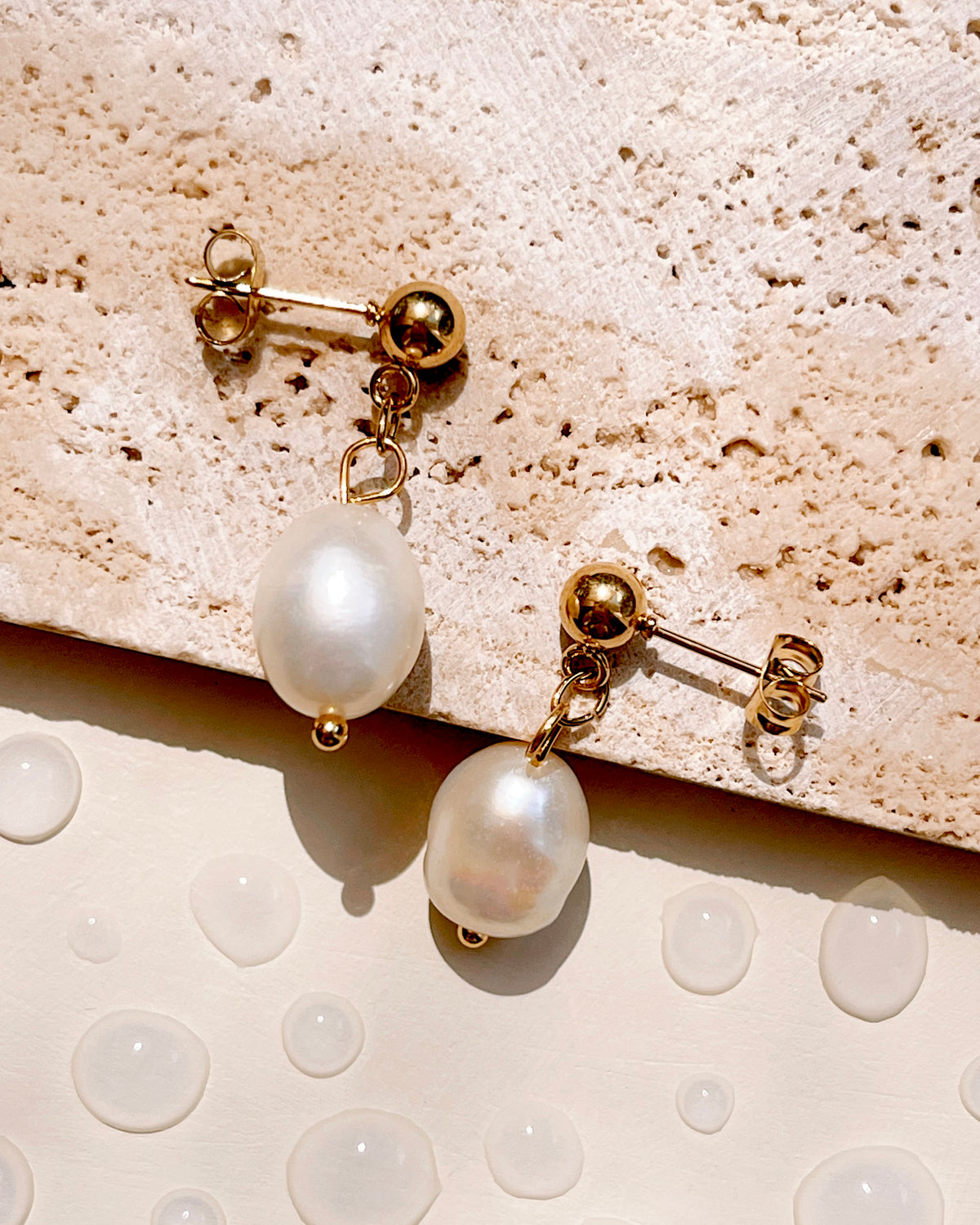 Lorelei Round Stud Baroque Freshwater Pearl Drop Earrings