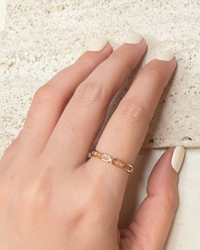 Faryssa Paperclip Chain Design Minimalist Gold Ring