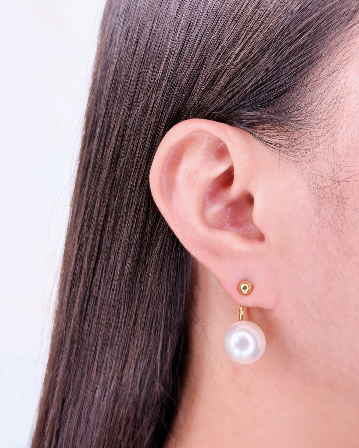 Fran Round Ball Stud Floating Pearl Design Drop Earrings