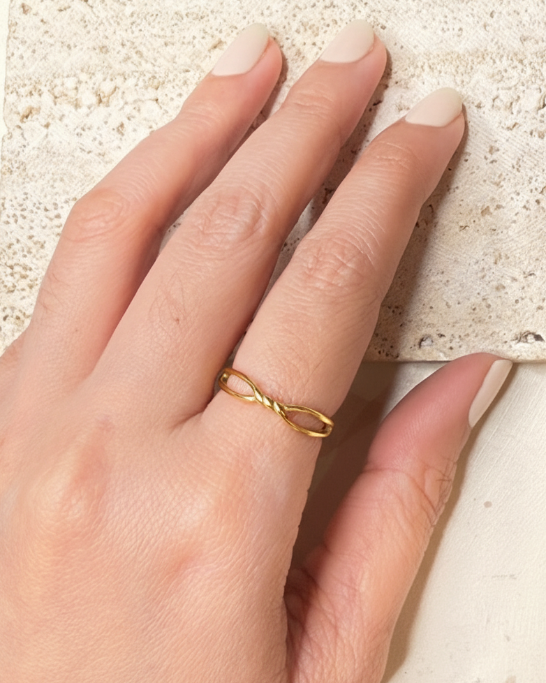 Fryselle Tied Hollow Infinity Design Minimalist Gold Ring