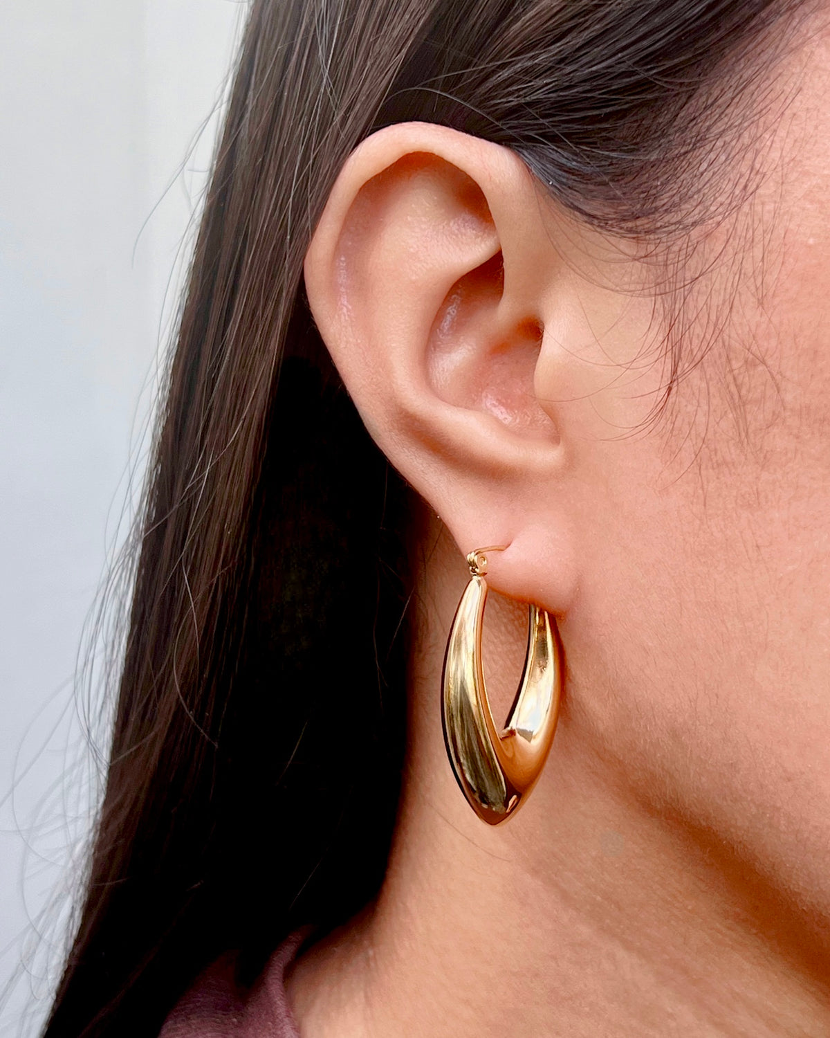Katie (Gold) Pointed Teardrop Design Chunky Hoops