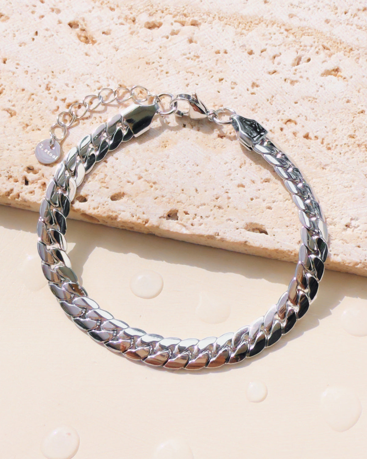 Grayson (Silver) Wide Flat Chunky Cuban Chain Design Bracelet