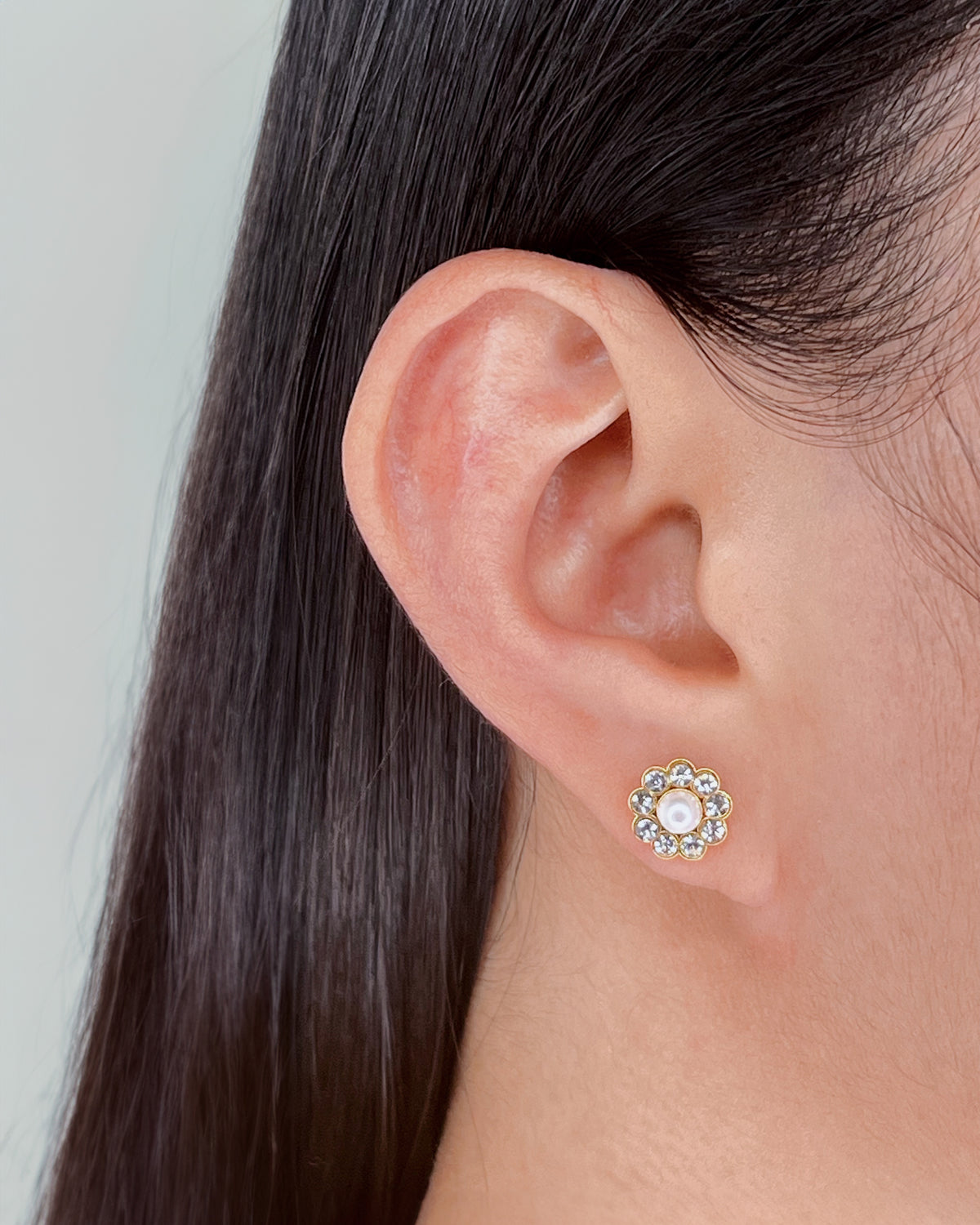 Heather (Bundle Set) 3 Pairs Dainty Zircon Paved Pearl Flower Solid Flower Round Ball Gold Studs