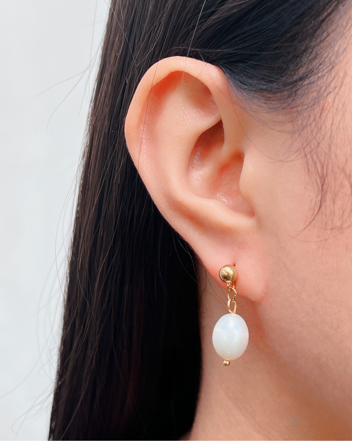 Lorelei Round Stud Baroque Freshwater Pearl Drop Earrings