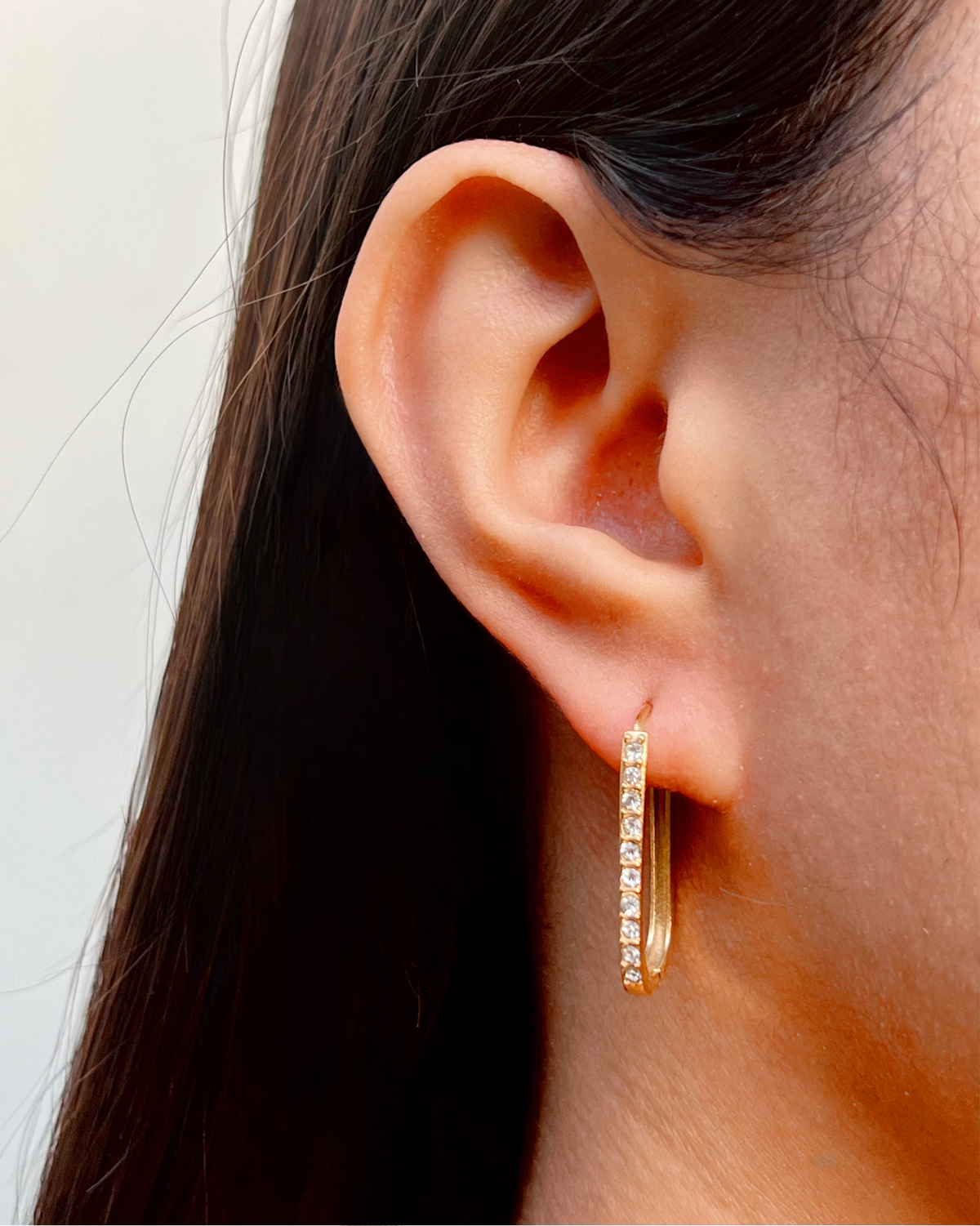 Wilma Zircon Paved Oval Shaped Gold Hoops