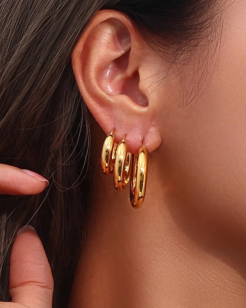 Briana Round Thick Gold Hoops
