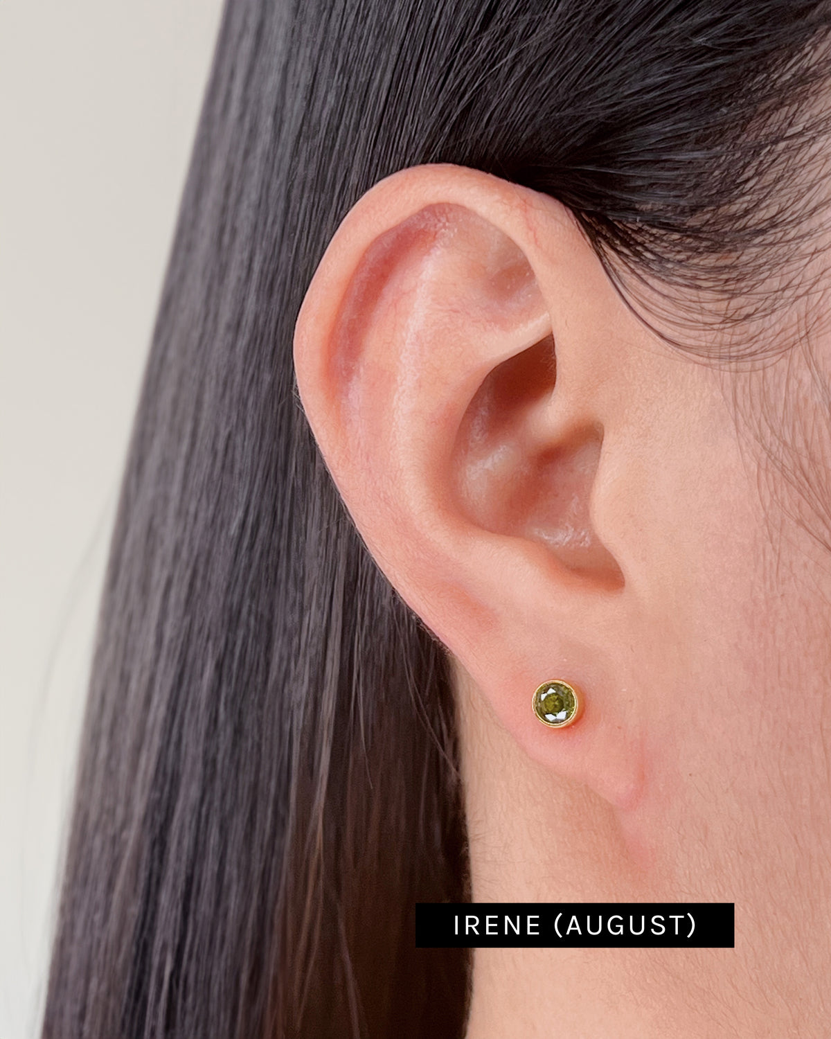 Irene Birthstone Birth Month Color Inlaid Round Zircon Gold Studs