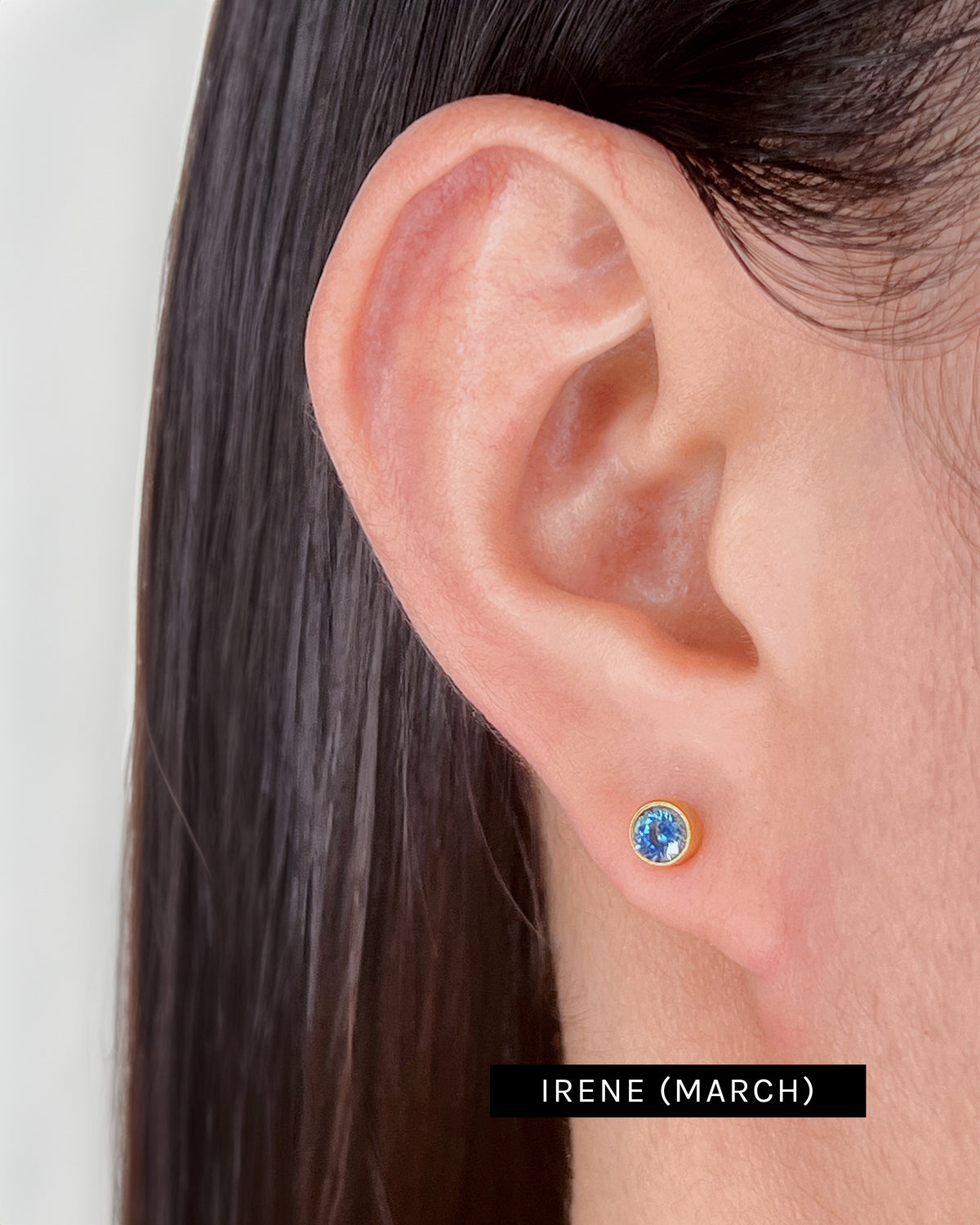 Irene Birthstone Birth Month Color Inlaid Round Zircon Gold Studs