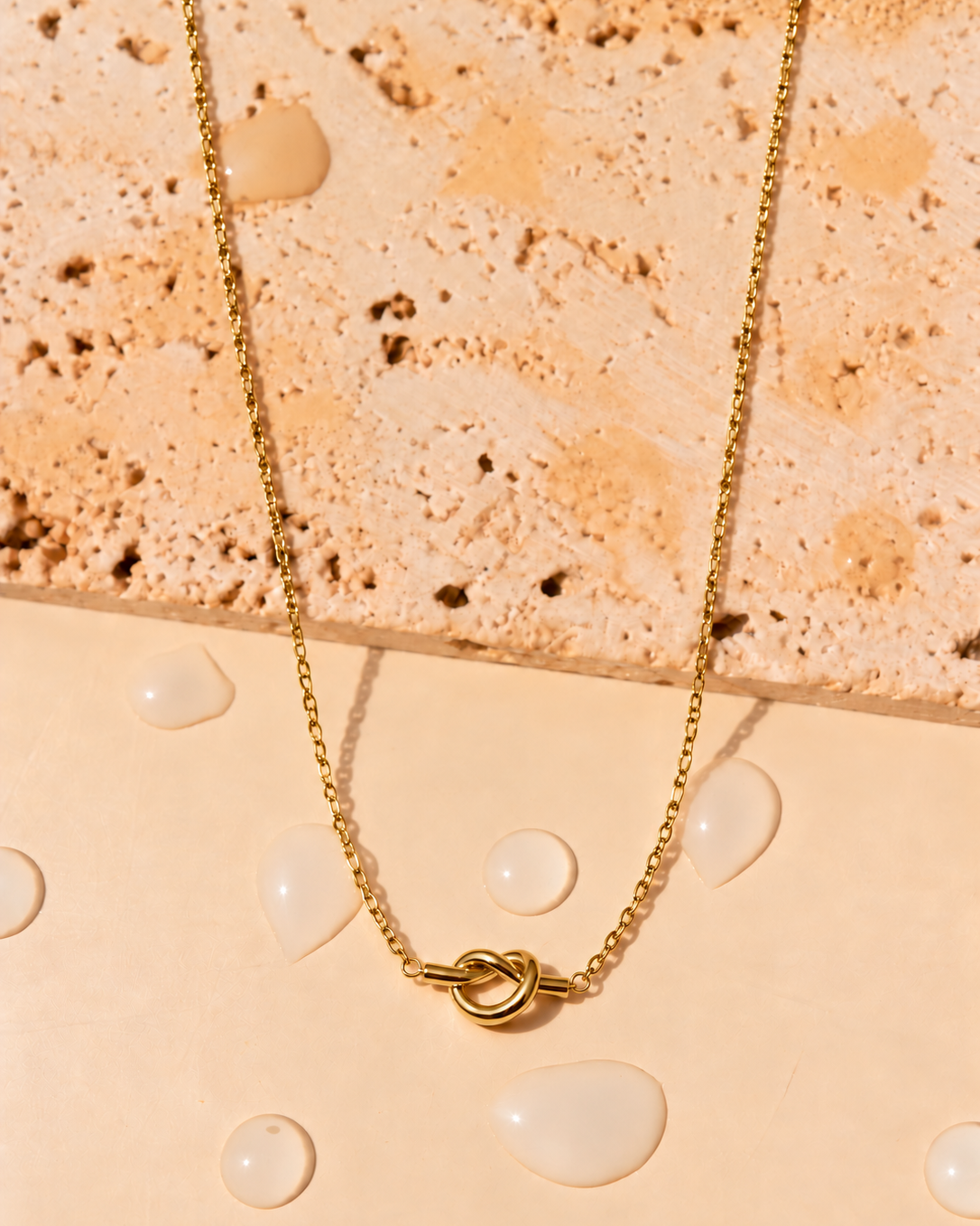 Alessia (Gold) Minimalist Heart Shaped Knot Design Pendant Thin Link Chain Gold Necklace