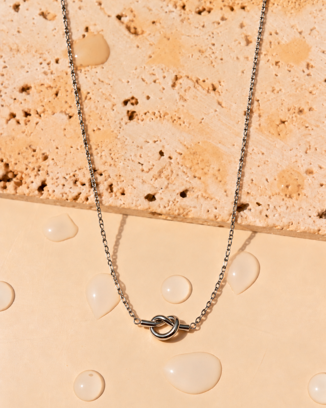 Alessia (Silver) Minimalist Heart Shaped Knot Design Pendant Thin Link Chain Silver Necklace