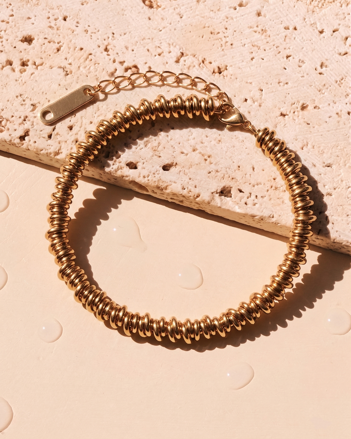 Anika (Gold) Twisted Layered Beads Rope Design Gold Bracelet