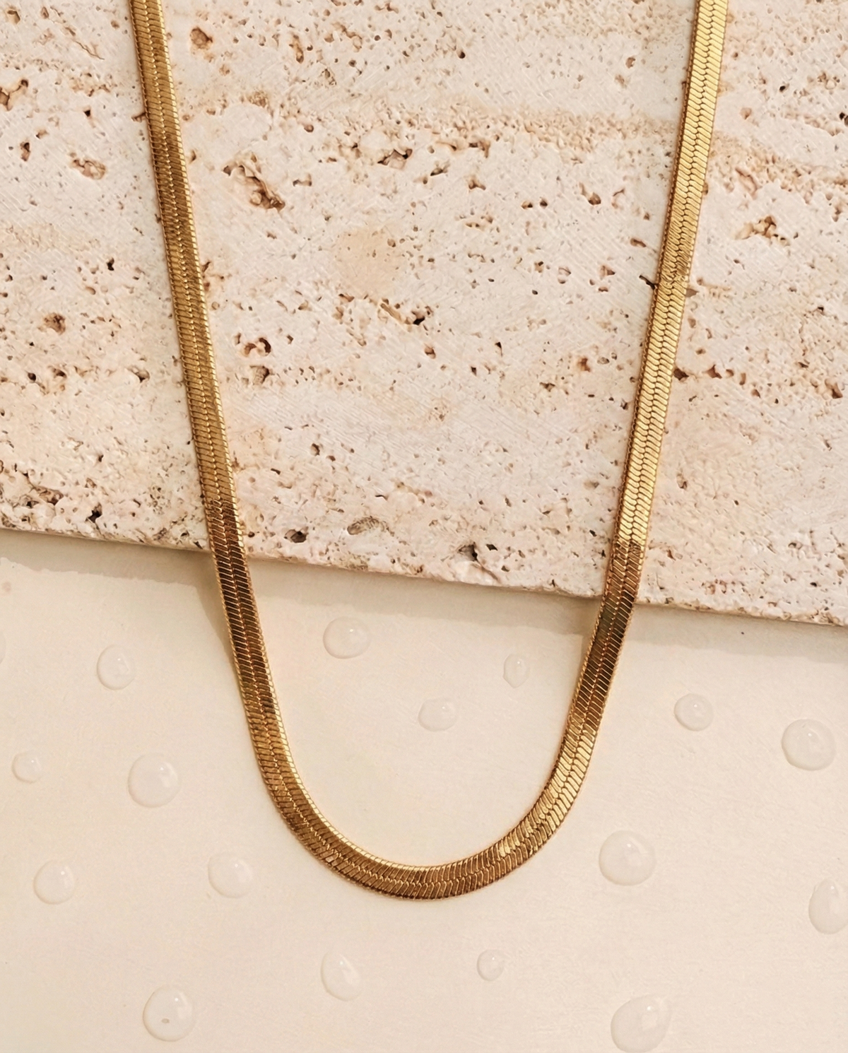 Arlen (Bundle Set) 2 Necklaces Double Layer Pearl Beaded Thin Anchor Chain Wide Flat Snake Chain Gold Necklace