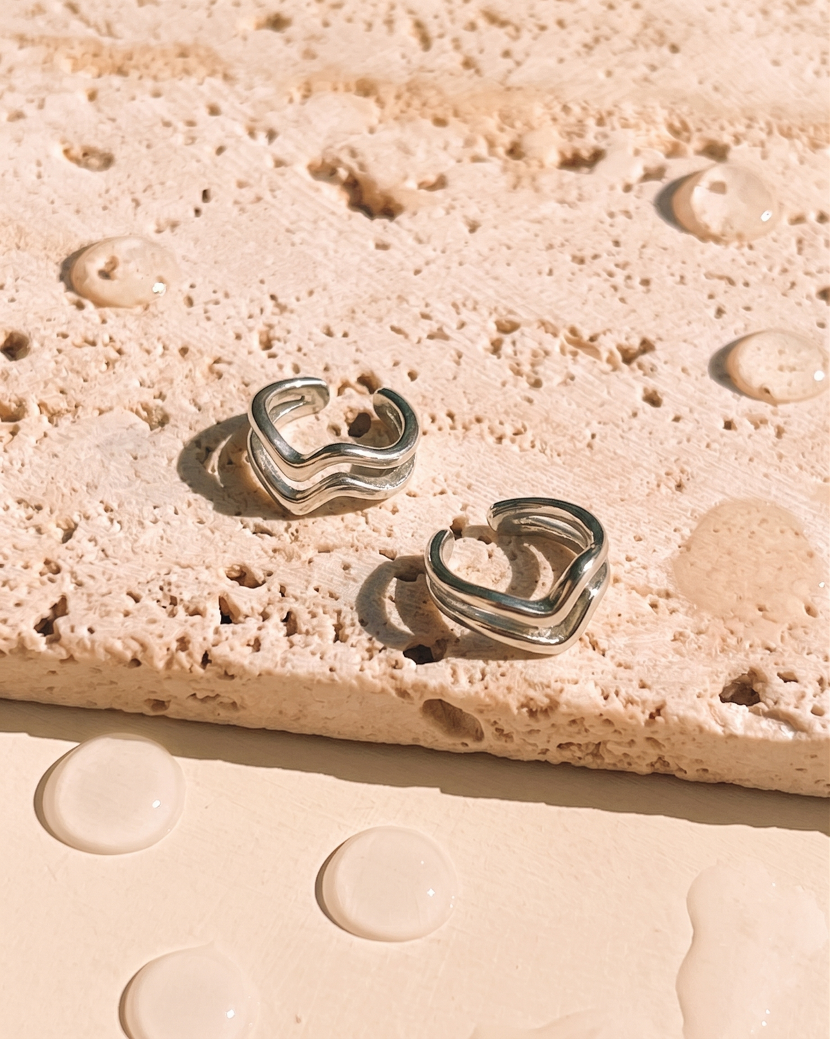 Ashley (Silver) Double Layer Wave Design Cuff Earrings