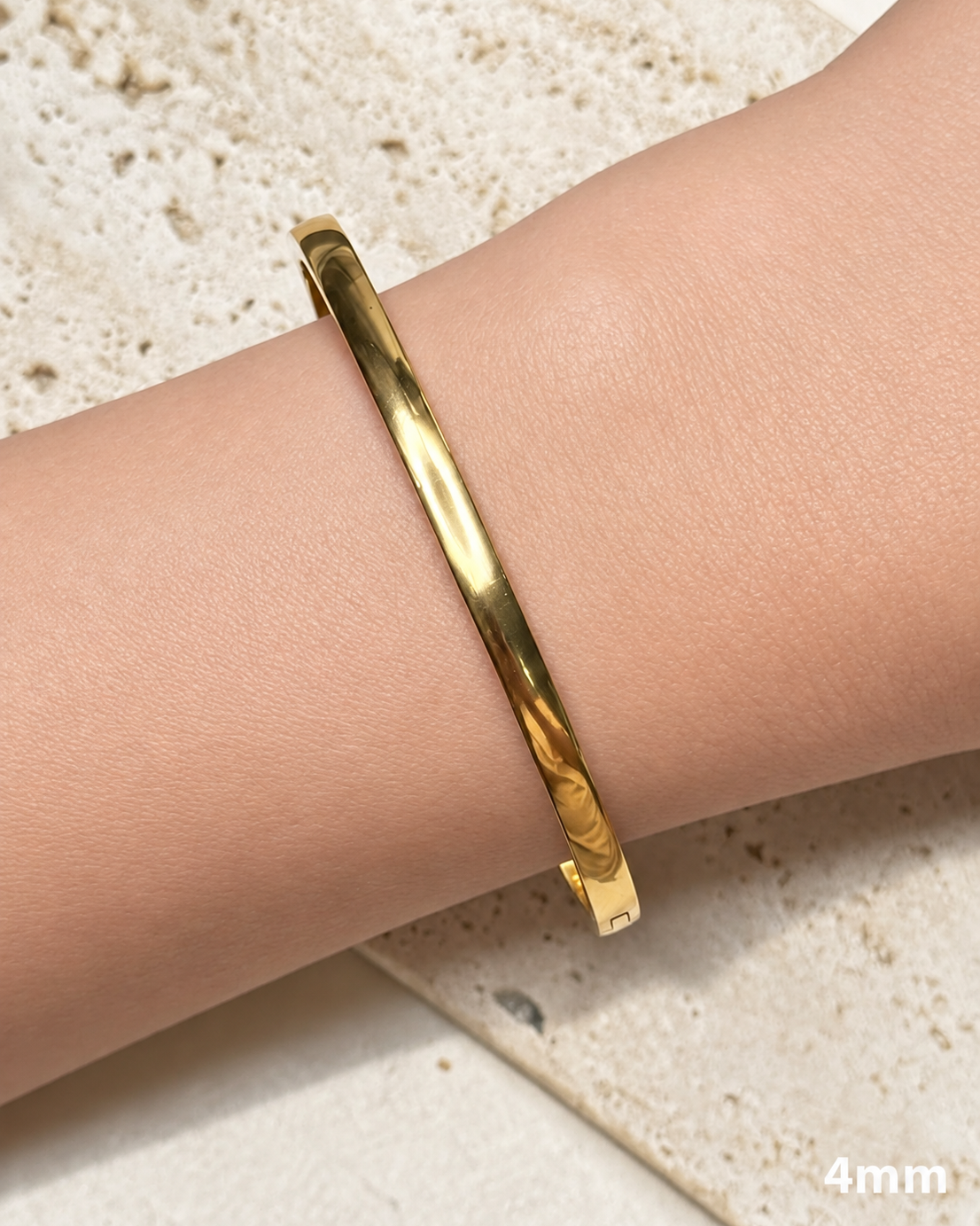 Cameron (Gold) Flat Rounded Smooth Thin Solid Closed Bangle