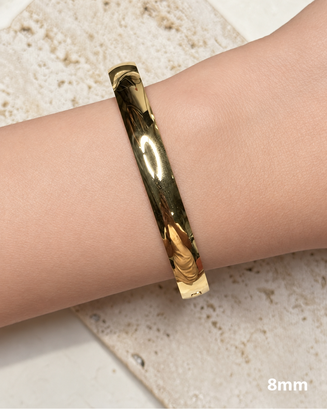 Cameron (Gold) Flat Rounded Smooth Thin Solid Closed Bangle