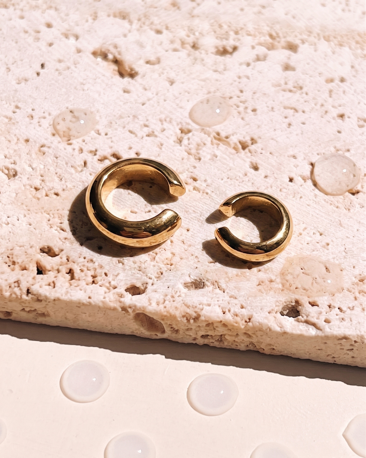 Dani C Shaped Thick Big Small Gold Cuff Earrings