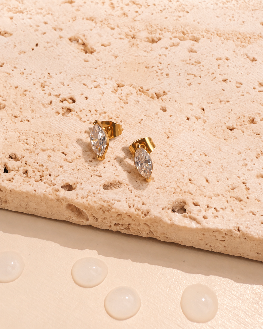 Kavya Eye Zircon Shaped Bezel Set Gold Stud Earrings