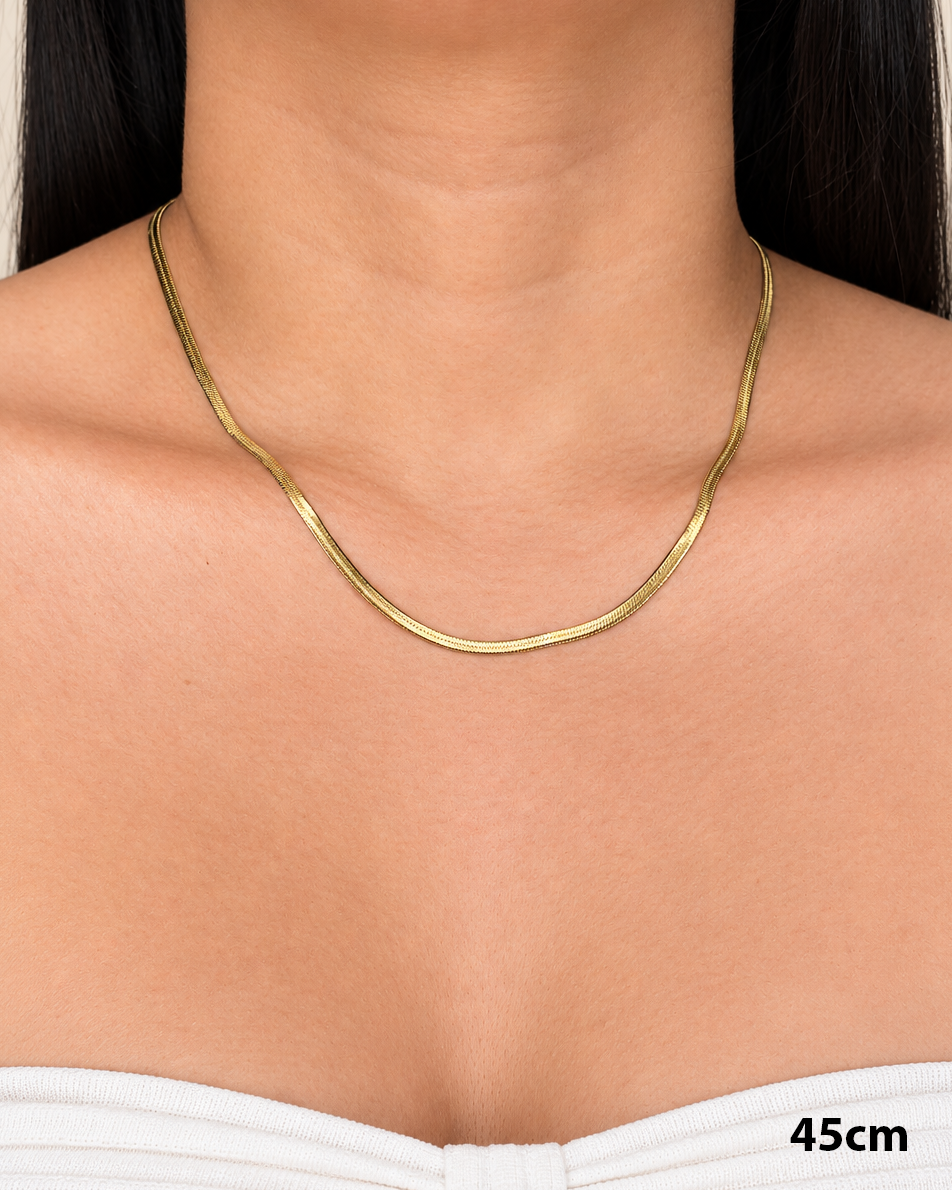 Margaret (Gold) Flat Wide Snake Chain Design (Chain Only) Necklace