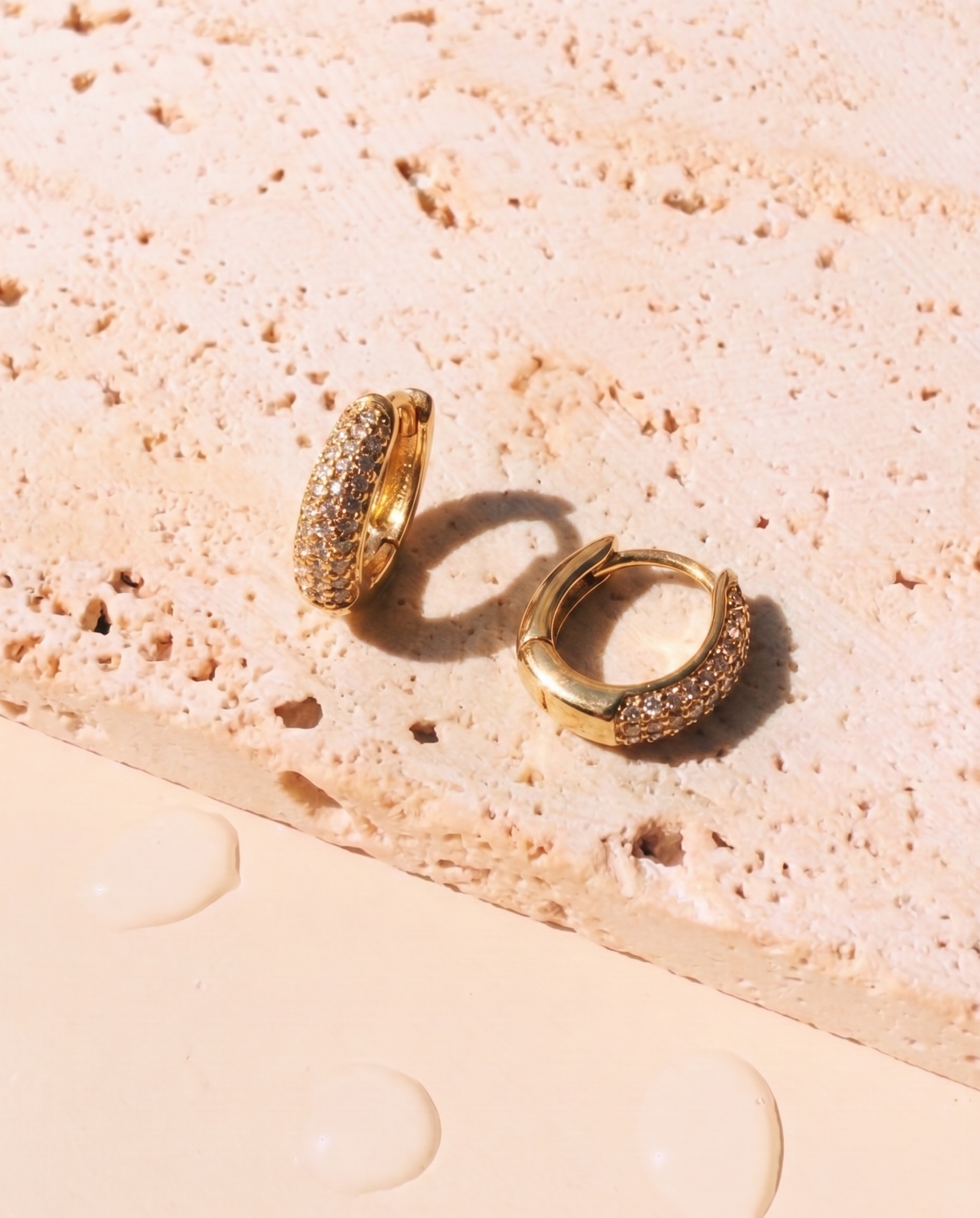 Mila Zircon Paved Dainty Waterdrop Design Gold Huggies