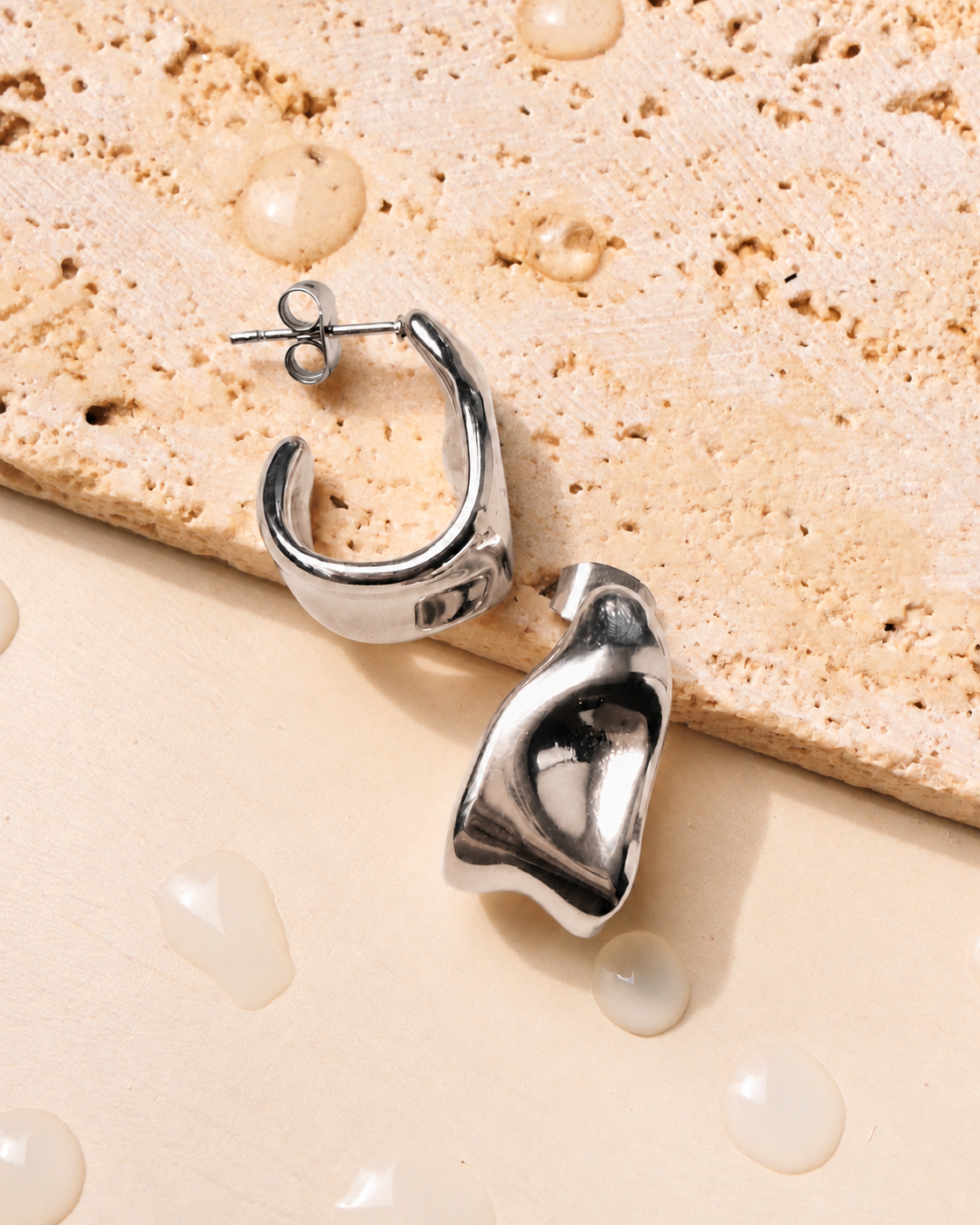 Rowan (Silver) Chunky Sail Design Silver Hoops