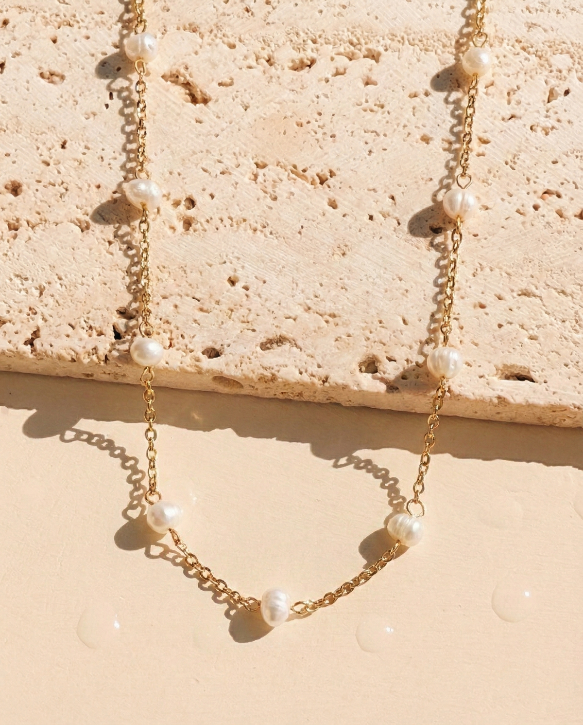 Sydney Baroque Freshwater Pearl Beaded Link Chain Gold (Chain Only) Necklace