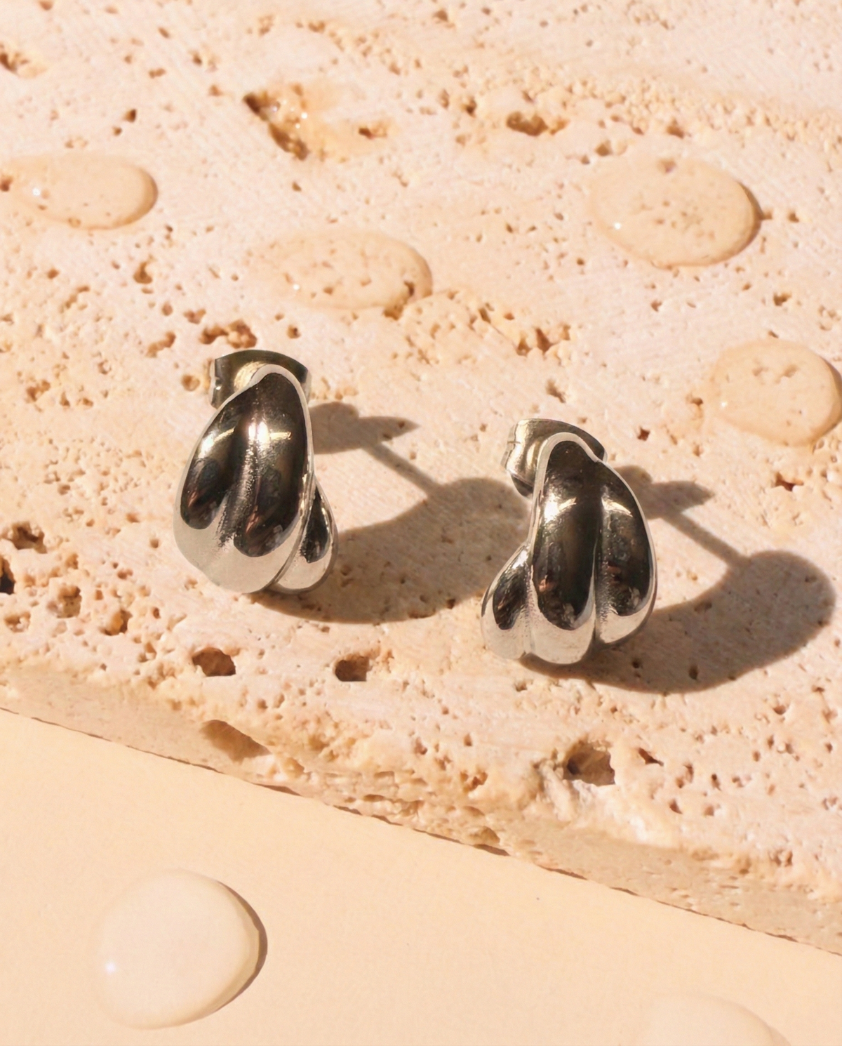 Senyra (Silver) Multilayer Banana Design Studs Earrings